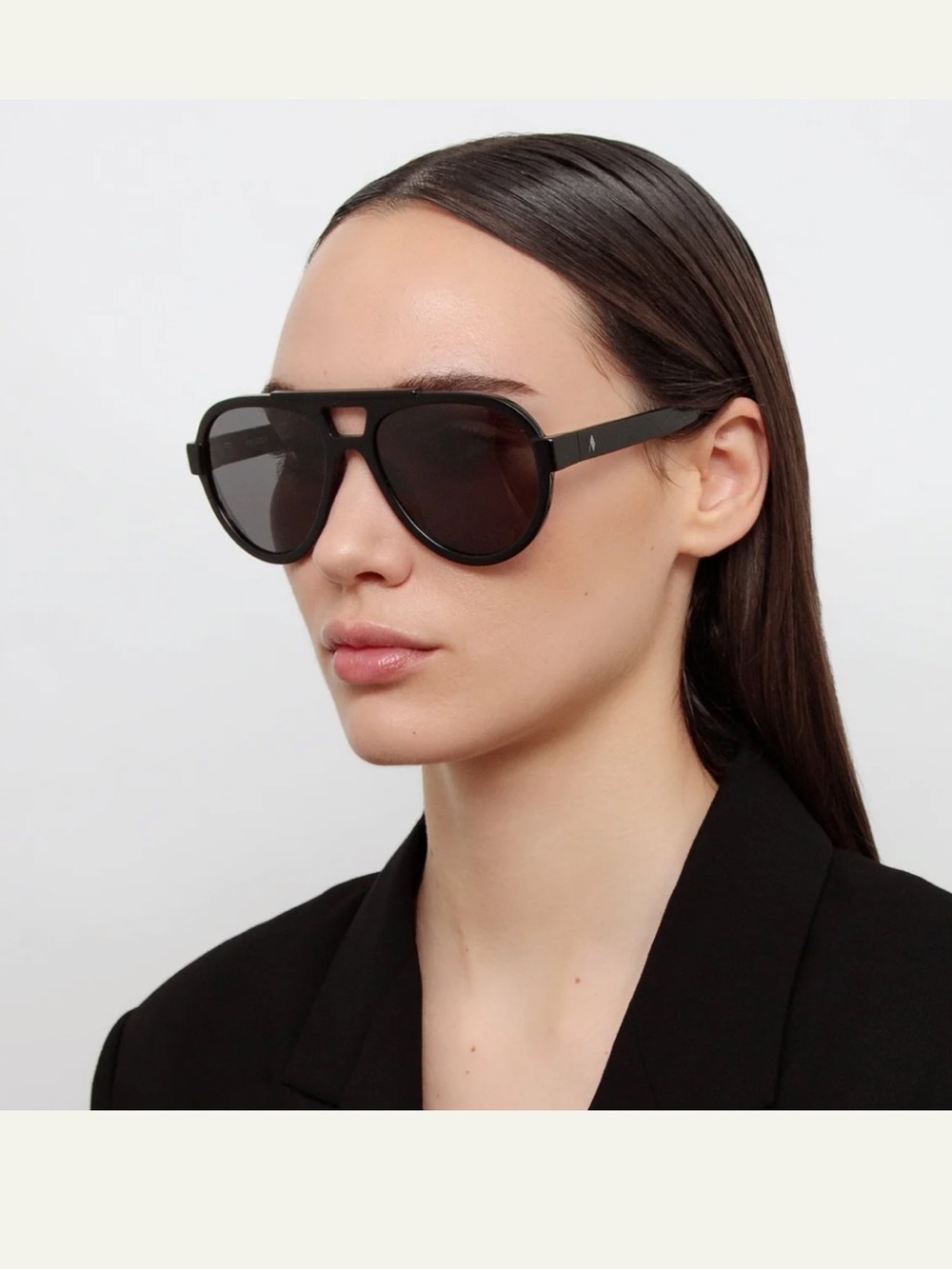 Linda Farrow + The Attico Jurgen Aviator Sunglasses in Black